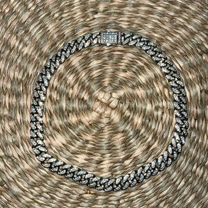 Silver stainless steel crystals Cuban chain necklace